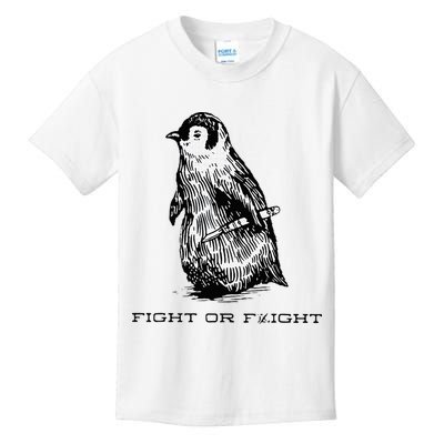 Fight or Flight Funny Penguin Pun Fight Or Flight Meme Kids T-Shirt