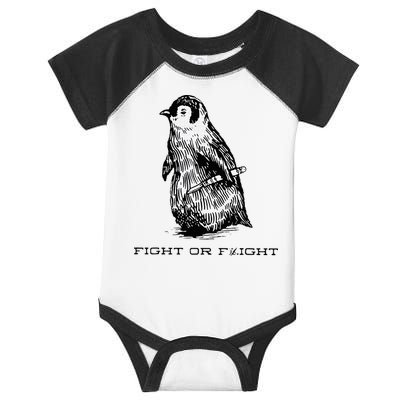 Fight or Flight Funny Penguin Pun Fight Or Flight Meme Infant Baby Jersey Bodysuit