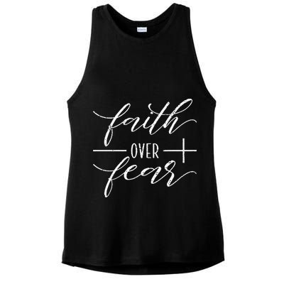 Faith Over Fear Jesus Christian Religious Ladies PosiCharge Tri-Blend Wicking Tank
