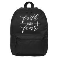Faith Over Fear Jesus Christian Religious 16 in Basic Backpack