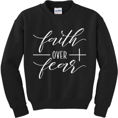 Faith Over Fear Jesus Christian Religious Kids Sweatshirt