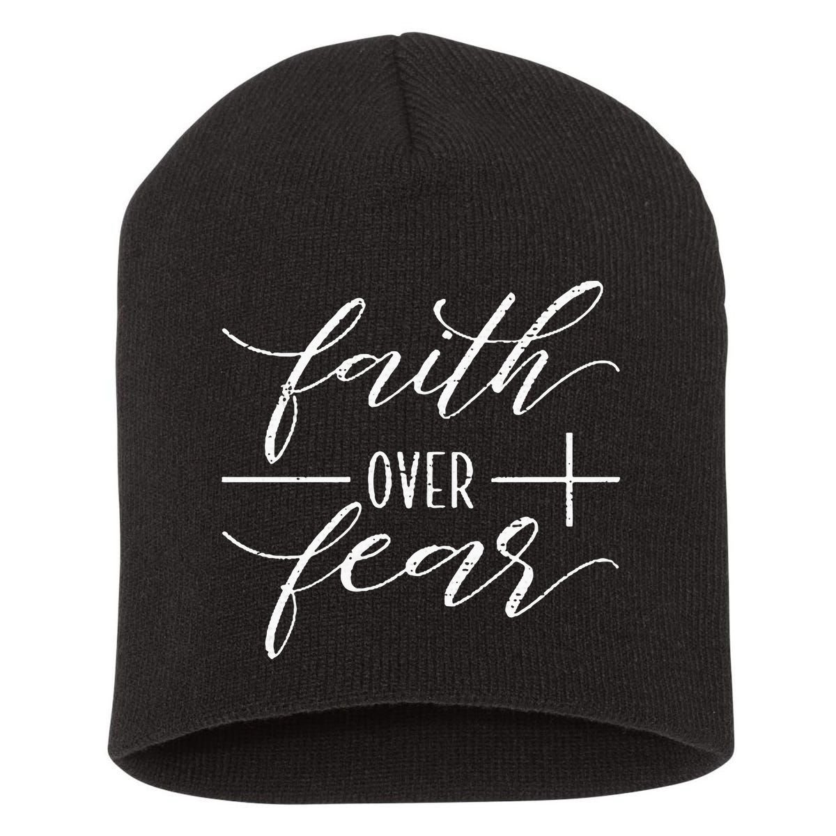Faith Over Fear Jesus Christian Religious Short Acrylic Beanie