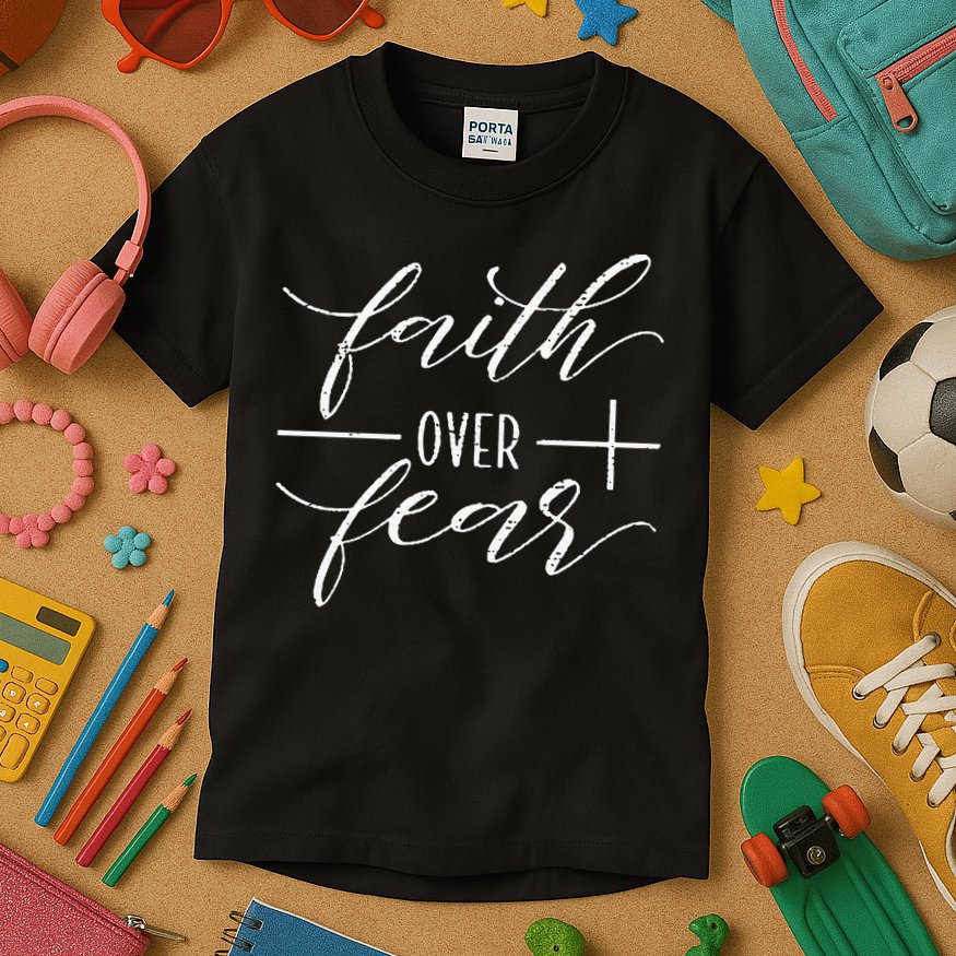 Faith Over Fear Jesus Christian Religious Kids T-Shirt