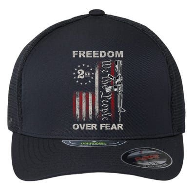 Freedom Over Fear 2nd Amendment Patriotic ProGun ON BACK Flexfit Unipanel Trucker Cap