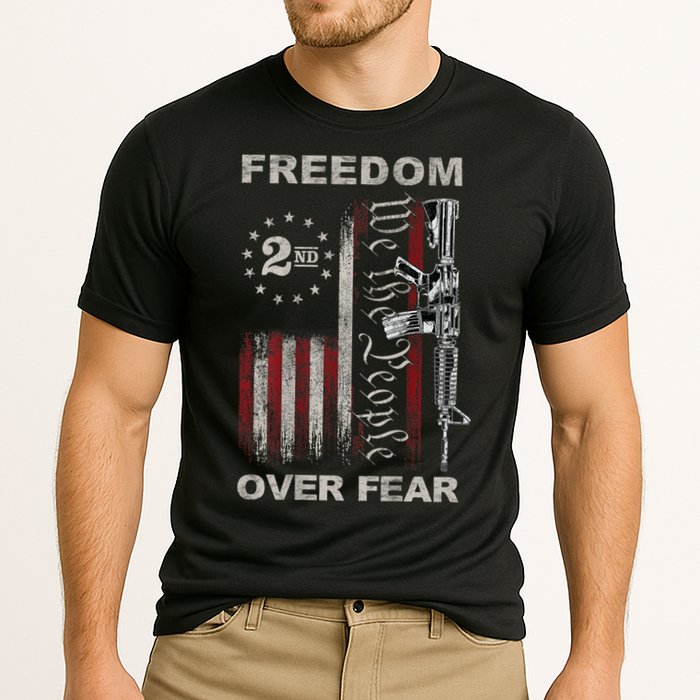 Freedom Over Fear 2nd Amendment Patriotic ProGun ON BACK Performance Shirt
