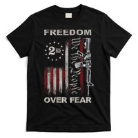 Freedom Over Fear 2nd Amendment Patriotic ProGun ON BACK T-Shirt