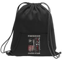 Freedom Over Fear 2nd Amendment Patriotic ProGun ON BACK Sweatshirt Cinch Pack Bag