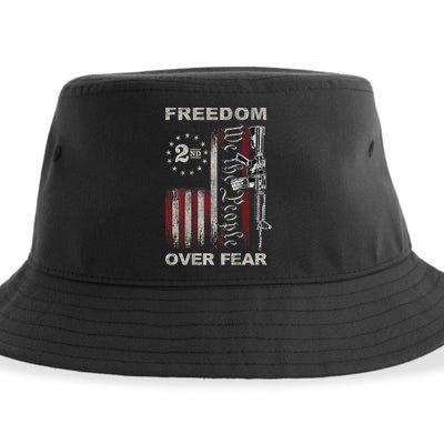 Freedom Over Fear 2nd Amendment Patriotic ProGun ON BACK Sustainable Bucket Hat