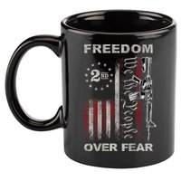 Freedom Over Fear 2nd Amendment Patriotic ProGun ON BACK 11oz C Handle Ceramic Mug