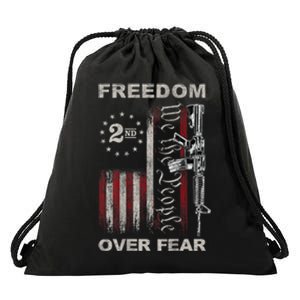 Freedom Over Fear 2nd Amendment Patriotic ProGun ON BACK Drawstring Bag