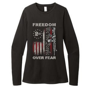 Freedom Over Fear 2nd Amendment Patriotic ProGun ON BACK Womens CVC Long Sleeve Shirt