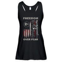 Freedom Over Fear 2nd Amendment Patriotic ProGun ON BACK Ladies Essential Flowy Tank