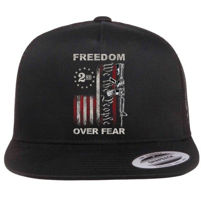 Freedom Over Fear 2nd Amendment Patriotic ProGun ON BACK Flatbill Hat