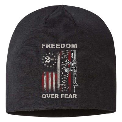 Freedom Over Fear 2nd Amendment Patriotic ProGun ON BACK Sustainable Beanie