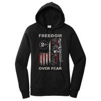 Freedom Over Fear 2nd Amendment Patriotic ProGun ON BACK Women's Pullover Hoodie