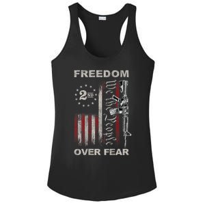 Freedom Over Fear 2nd Amendment Patriotic ProGun ON BACK Ladies PosiCharge Competitor Racerback Tank