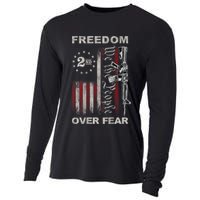 Freedom Over Fear 2nd Amendment Patriotic ProGun ON BACK Cooling Performance Long Sleeve Crew