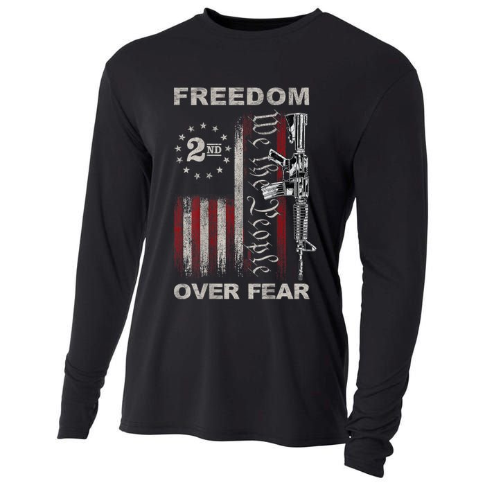 Freedom Over Fear 2nd Amendment Patriotic ProGun ON BACK Cooling Performance Long Sleeve Crew