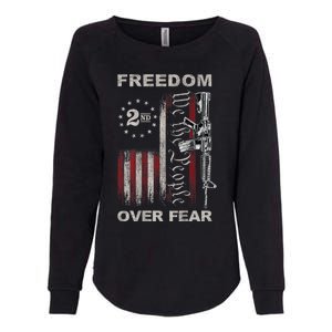 Freedom Over Fear 2nd Amendment Patriotic ProGun ON BACK Womens California Wash Sweatshirt