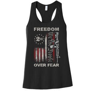 Freedom Over Fear 2nd Amendment Patriotic ProGun ON BACK Women's Racerback Tank