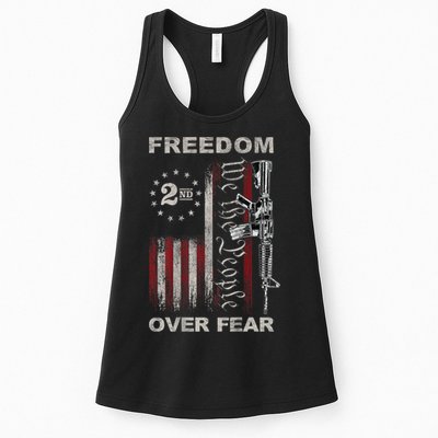 Freedom Over Fear 2nd Amendment Patriotic ProGun ON BACK Womens Tank Top