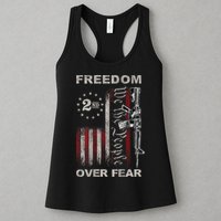 Freedom Over Fear 2nd Amendment Patriotic ProGun ON BACK Womens Tank Top