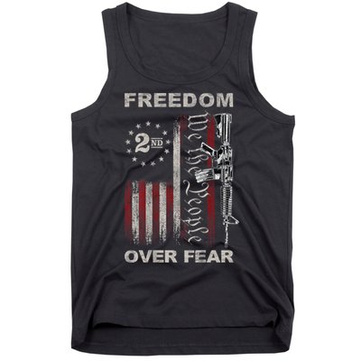Freedom Over Fear 2nd Amendment Patriotic ProGun ON BACK Tank Top