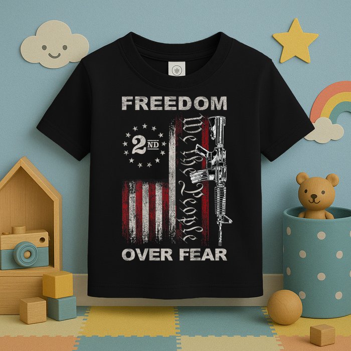 Freedom Over Fear 2nd Amendment Patriotic ProGun ON BACK Toddler T-Shirt