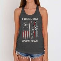 Freedom Over Fear 2nd Amendment Patriotic ProGun ON BACK Women's Knotted Racerback Tank