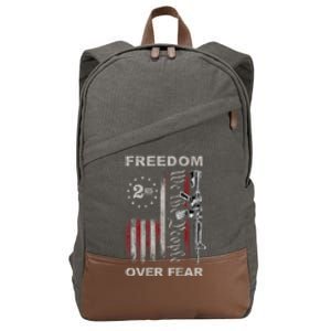 Freedom Over Fear 2nd Amendment Patriotic ProGun ON BACK Cotton Canvas Backpack