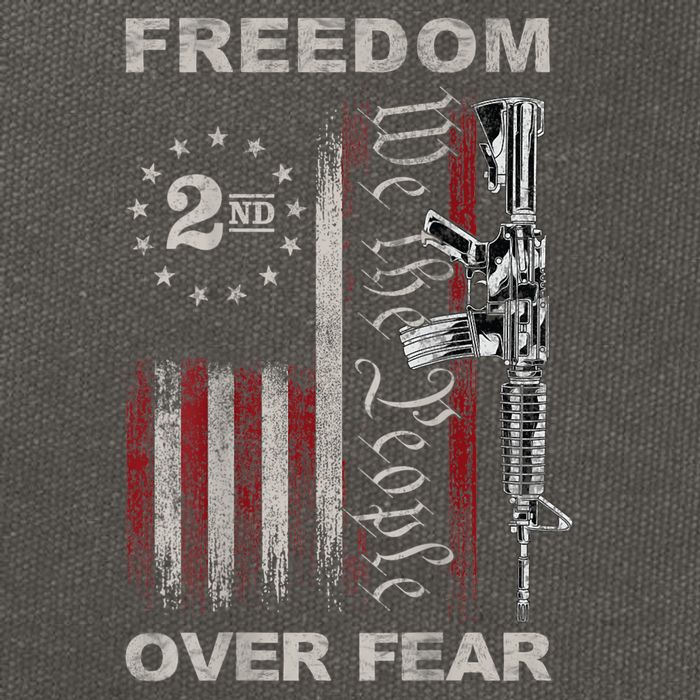 Freedom Over Fear 2nd Amendment Patriotic ProGun ON BACK Cotton Canvas Backpack