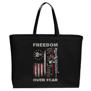 Freedom Over Fear 2nd Amendment Patriotic ProGun ON BACK Cotton Canvas Jumbo Tote