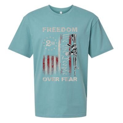 Freedom Over Fear 2nd Amendment Patriotic ProGun ON BACK Sueded Cloud Jersey T-Shirt