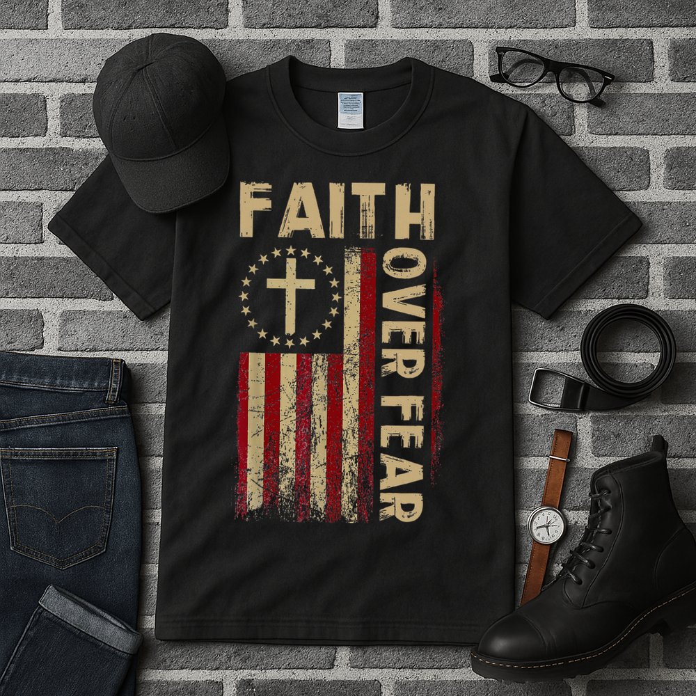 Faith Over Fear Patriotic Christian Tall T-Shirt