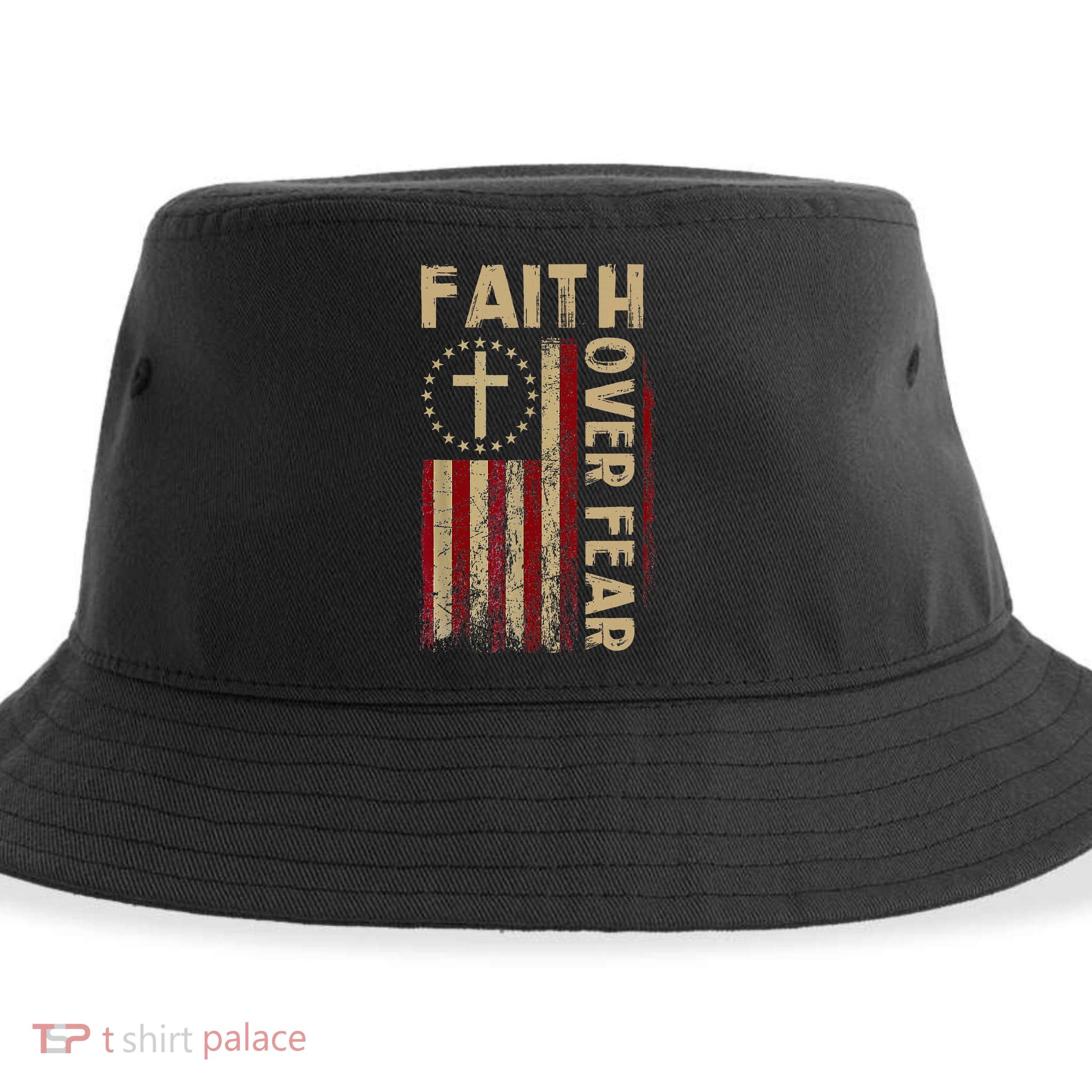 Faith Over Fear Patriotic Christian Sustainable Bucket Hat