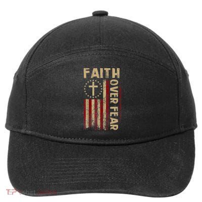 Faith Over Fear Patriotic Christian 7-Panel Snapback Hat