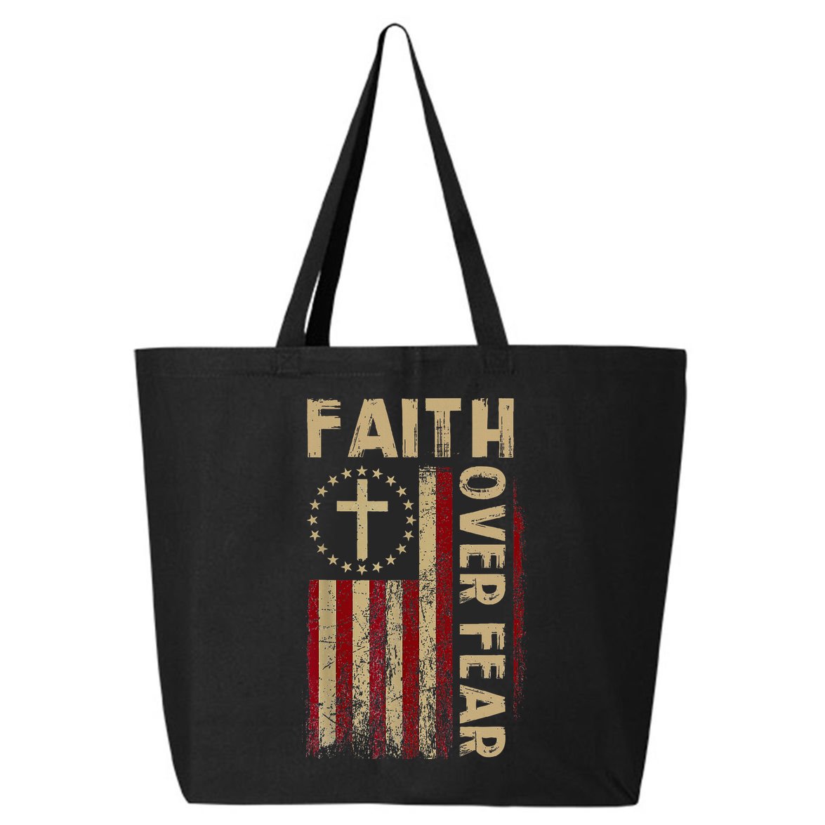 Faith Over Fear Patriotic Christian 25L Jumbo Tote