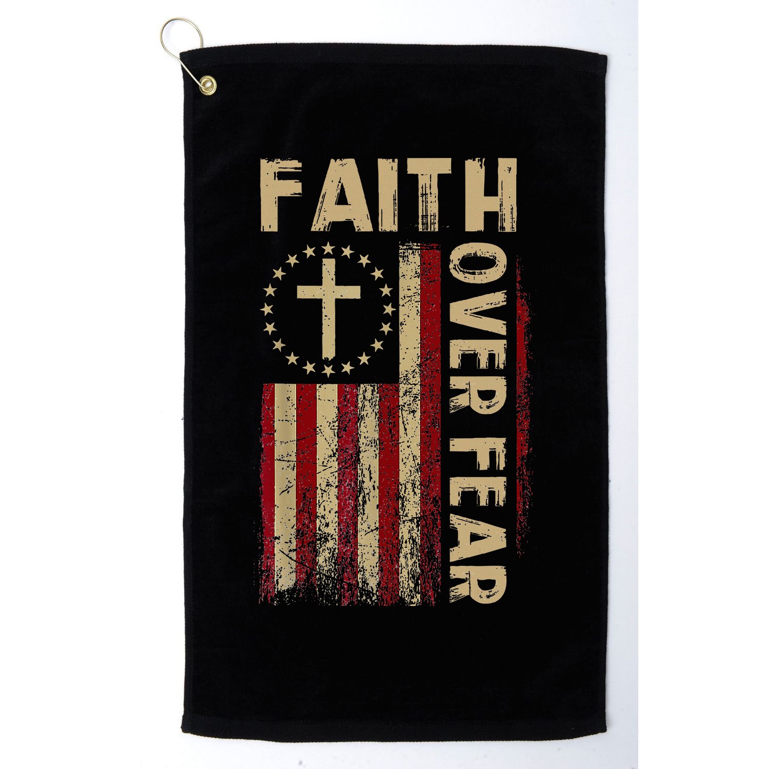 Faith Over Fear Patriotic Christian Golf Towel