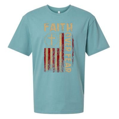 Faith Over Fear Patriotic Christian Sueded Cloud Jersey T-Shirt