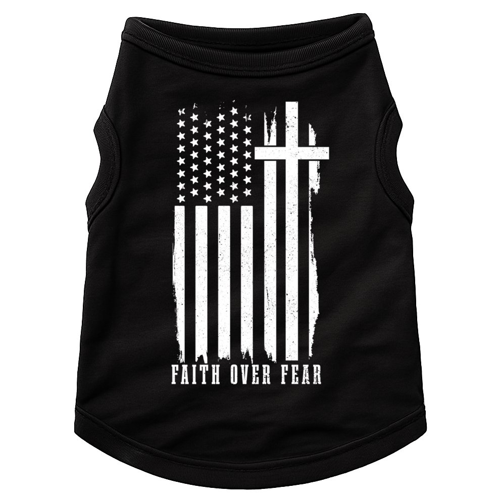 Faith Over Fear American Flag Jesus Patriotic Christian Gift Doggie Tank