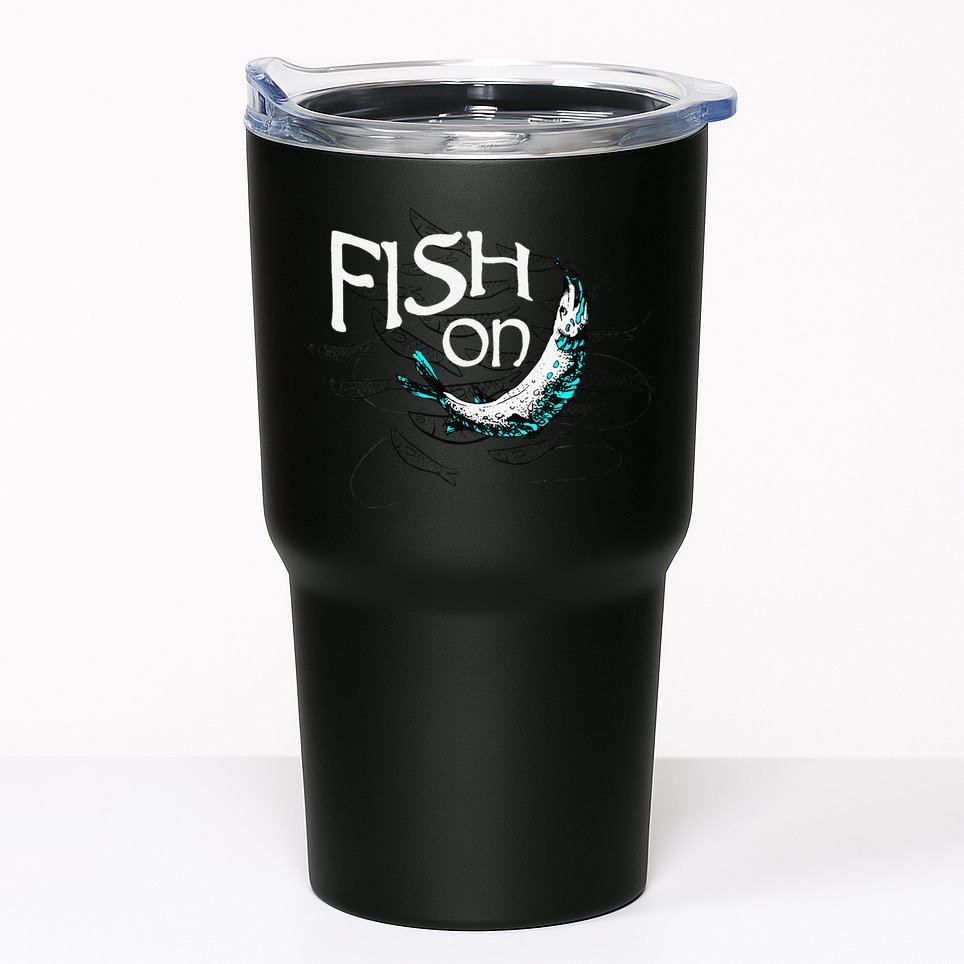 Fish On Fishing Gift For Bass Fisherman Fishing Gift Tumbler