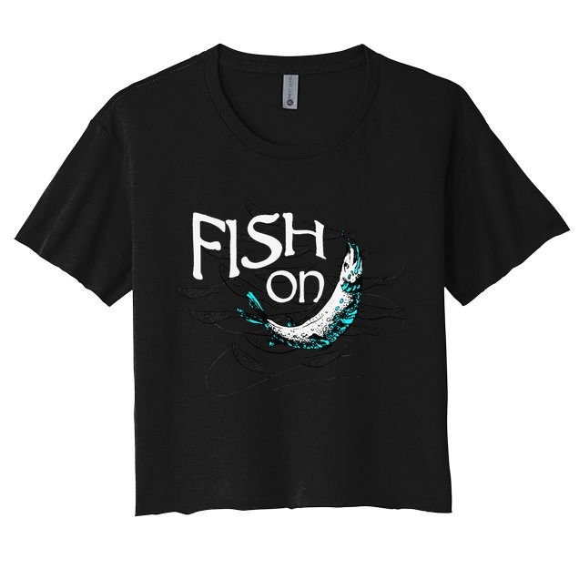 Fish On Fishing Gift For Bass Fisherman Fishing Gift Crop Top