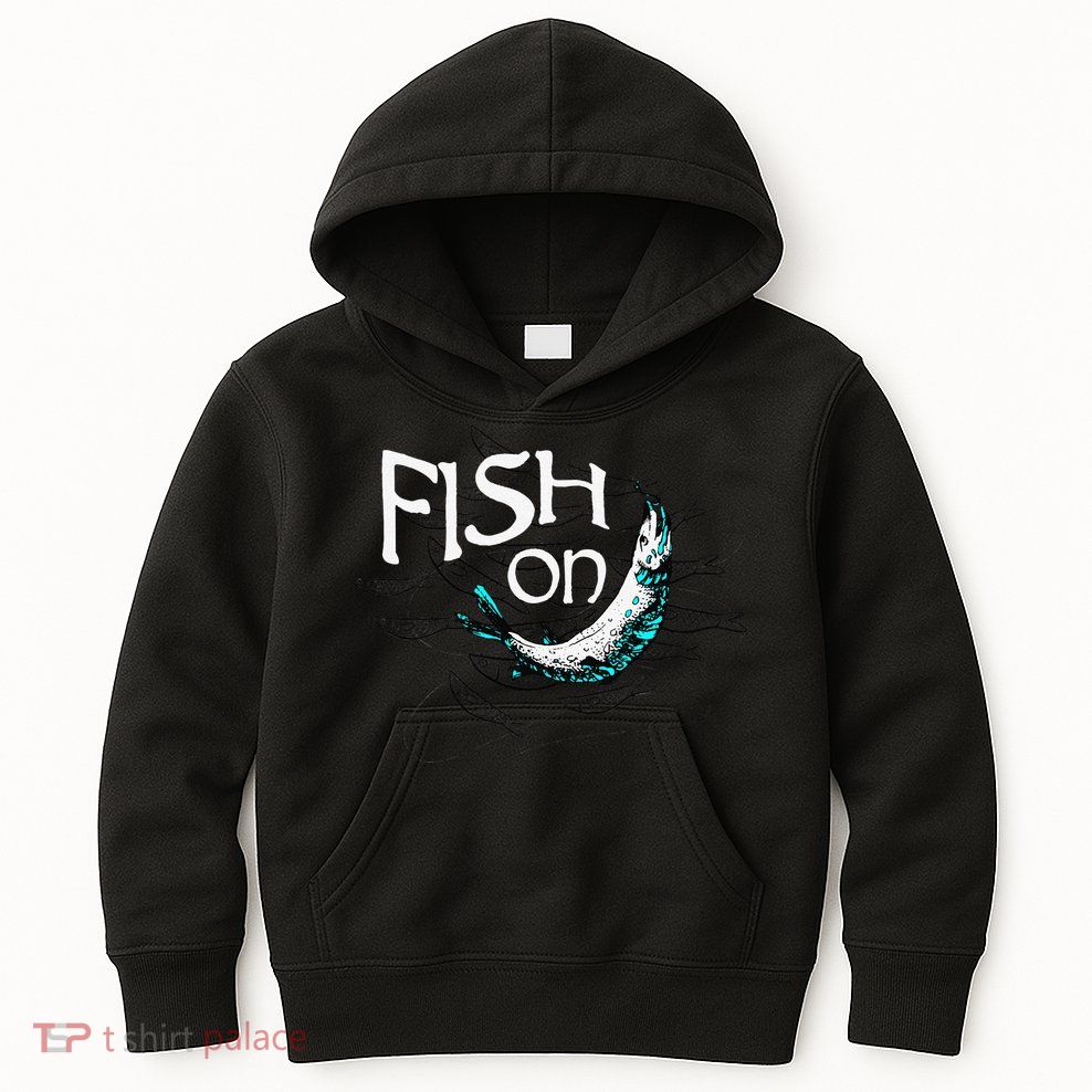 Fish On Fishing Gift For Bass Fisherman Fishing Gift Kids Hoodie