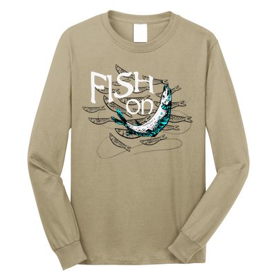 Fish On Fishing Gift For Bass Fisherman Fishing Gift Long Sleeve Shirt