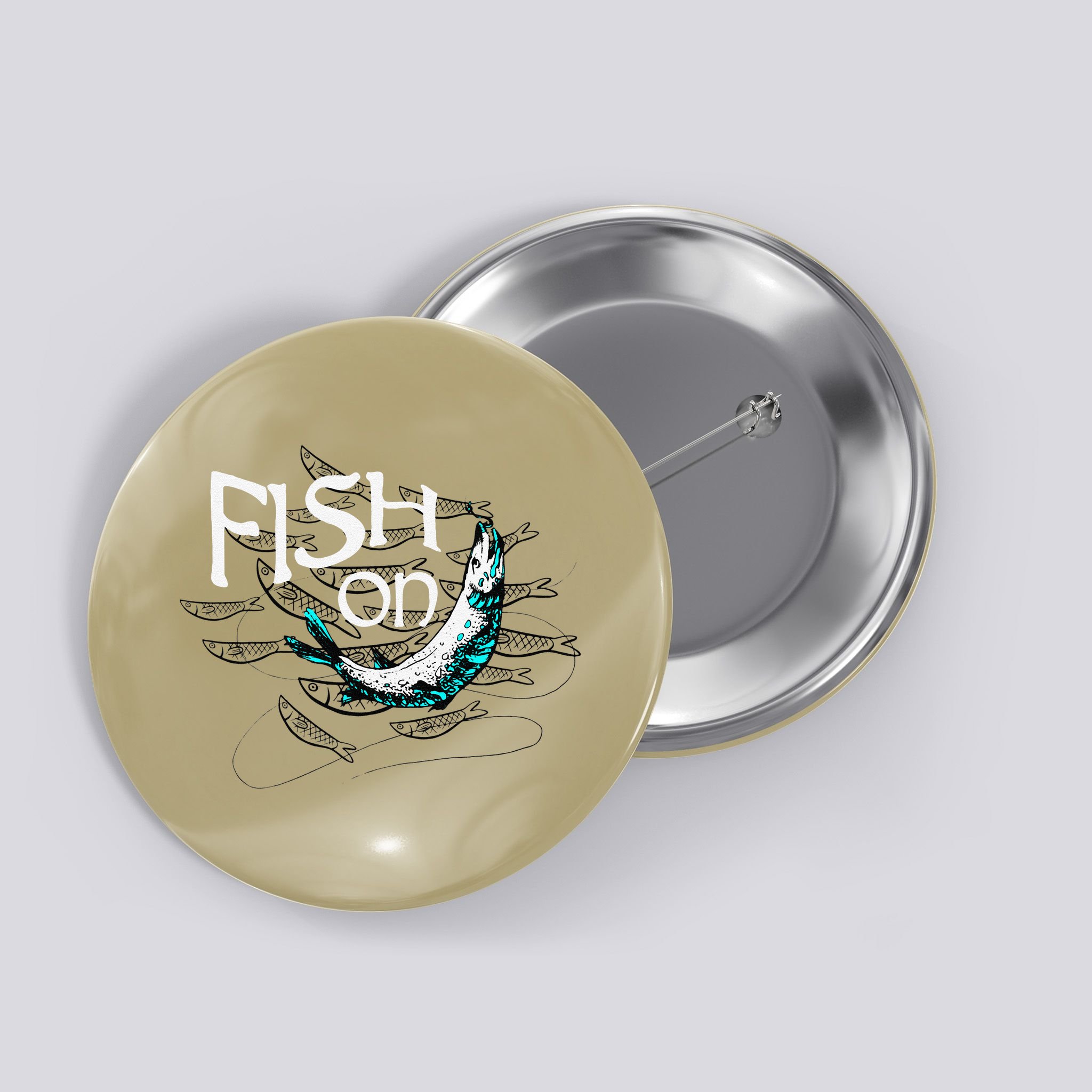 Fish On Fishing Gift For Bass Fisherman Fishing Gift Button