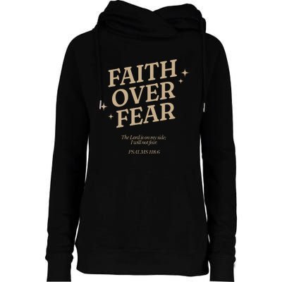 Faith Over Fear Christian Jesus Womens Funnel Neck Pullover Hood