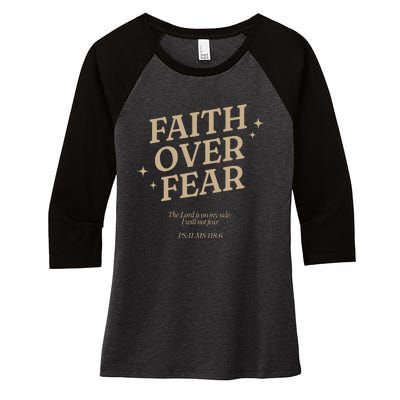 Faith Over Fear Christian Jesus Women's Tri-Blend 3/4-Sleeve Raglan Shirt