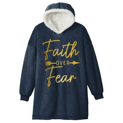 Faith Over Fear Christian Religious Bible Verse Gift Hooded Wearable Blanket