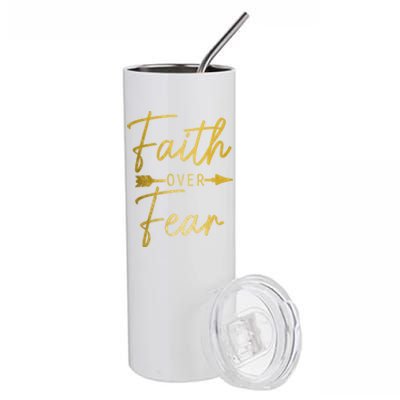 Faith Over Fear Christian Religious Bible Verse Gift Stainless Steel Tumbler