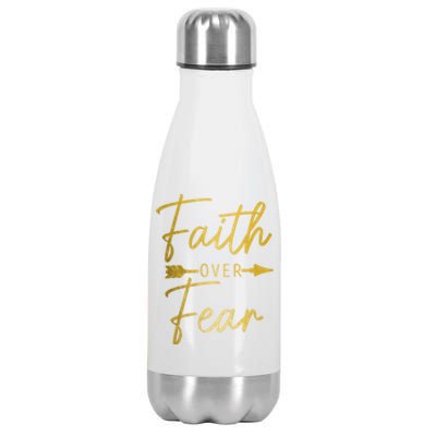 Faith Over Fear Christian Religious Bible Verse Gift Stainless Steel Insulated Water Bottle